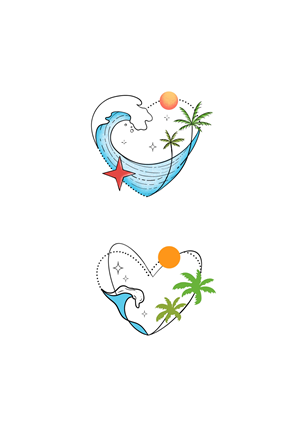 Palm Trees, Sun & Water | Tattoo Design by Omelas