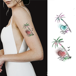 Palm Trees, Sun & Water | Tattoo Design by Mahder