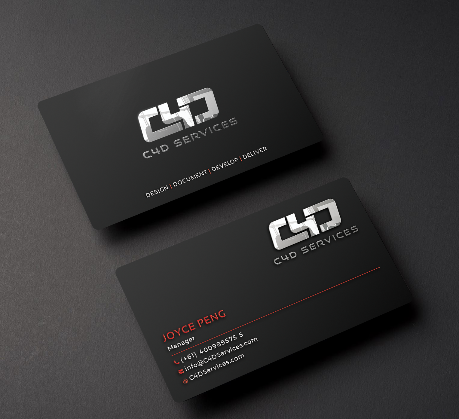 Visitenkarten-Design von Creative Moon Design für C4D Services | Design #29437130