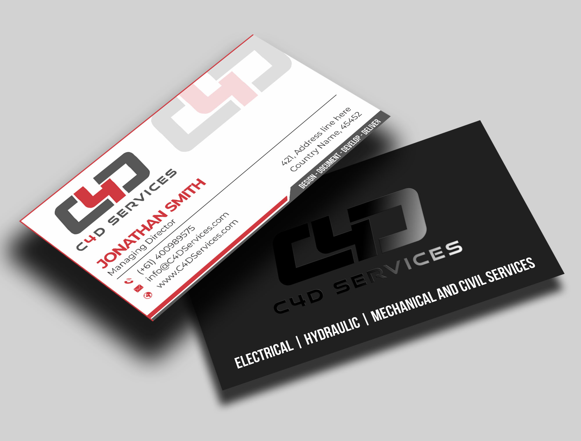Design de Carte de Visite par jasmeen1975 pour C4D Services | Design #29419246