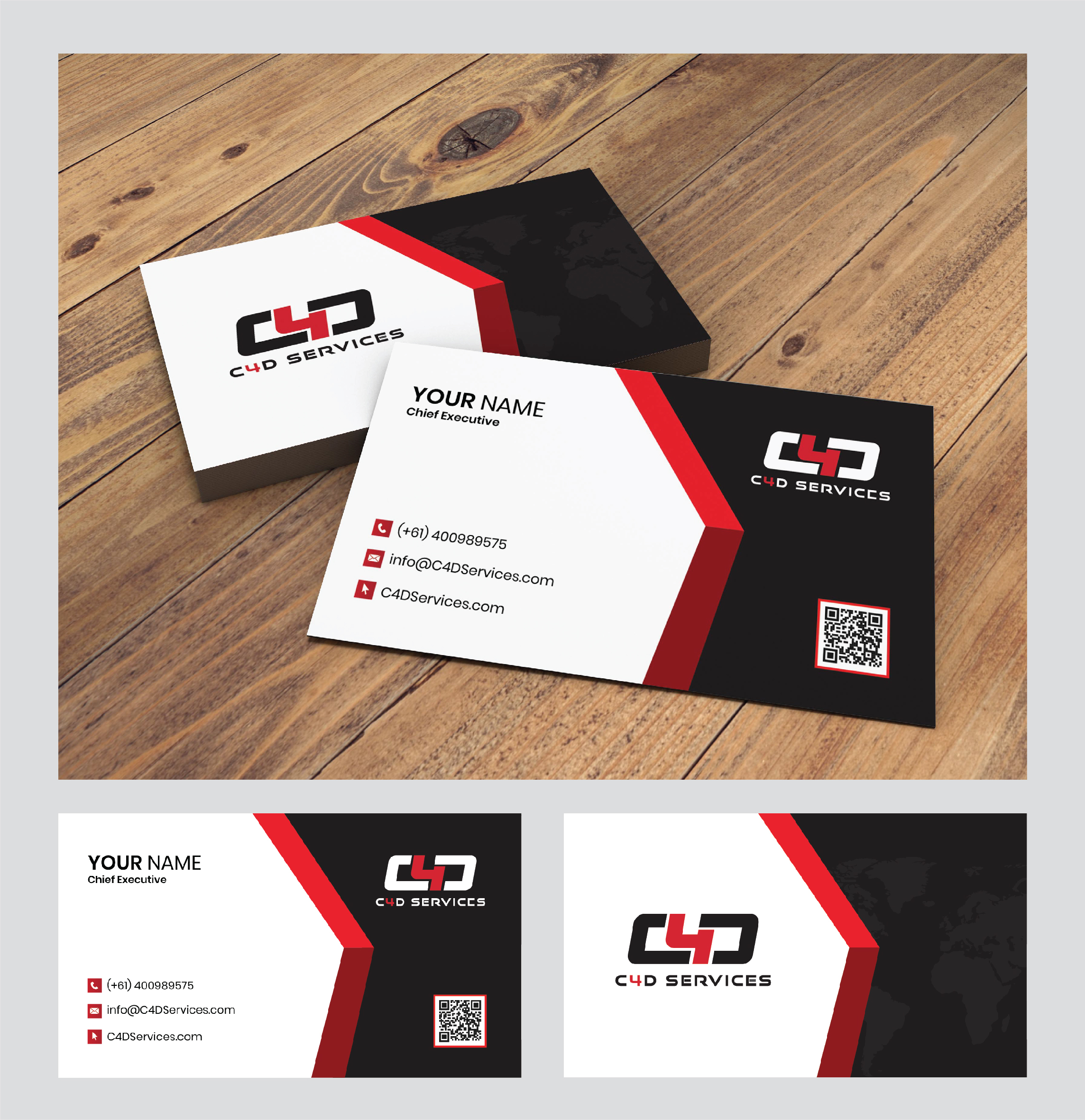 Business Card Design by 3Guys for C4D Services | Design #29424968