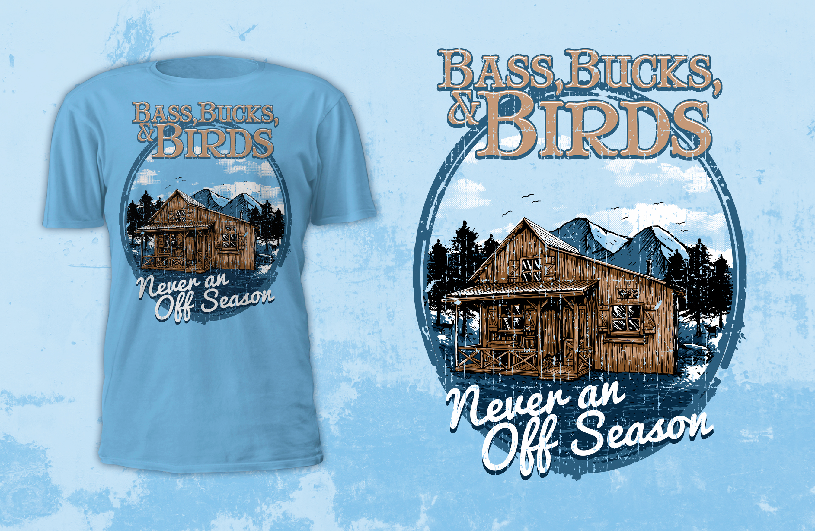 T-shirt Design by D'Mono for Bass, Bucks, And Birds | Design #29445927