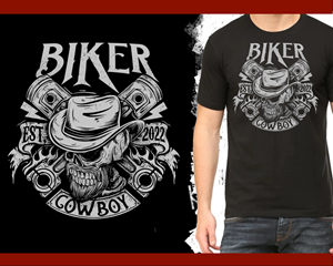 "B/C" on the cowboy hat with a lightning bolt in between instead of the / symbol. B/C stands for Biker Cowboy. I included an example and am using the TM Stanley font. | Design de Logo par Falih A