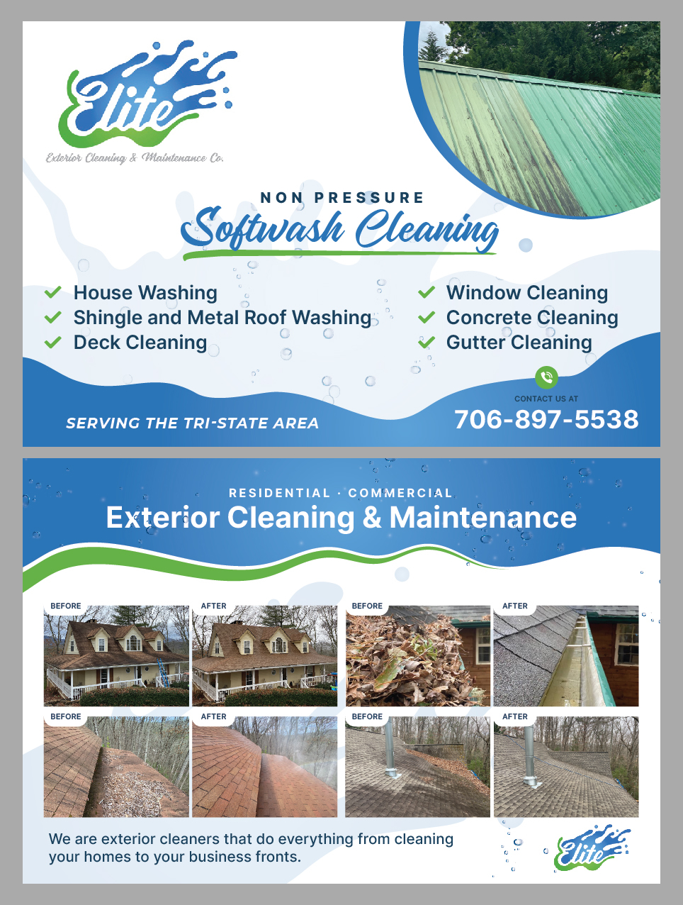 Design de Carte Postale par Mikai!13 pour Elite Exterior Cleaning & Maintenance Co. | Design #29451534