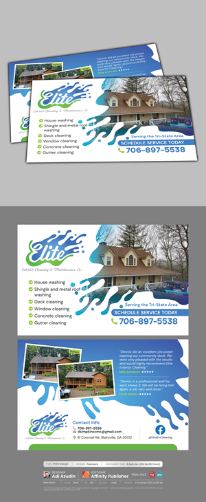 Postcard Design by adiazudin for Elite Exterior Cleaning & Maintenance Co. | Design: #29450593