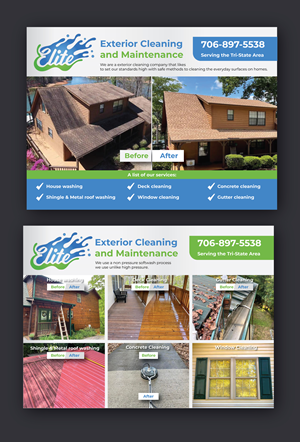Postcard Design by saurov for Elite Exterior Cleaning & Maintenance Co. | Design #29453621