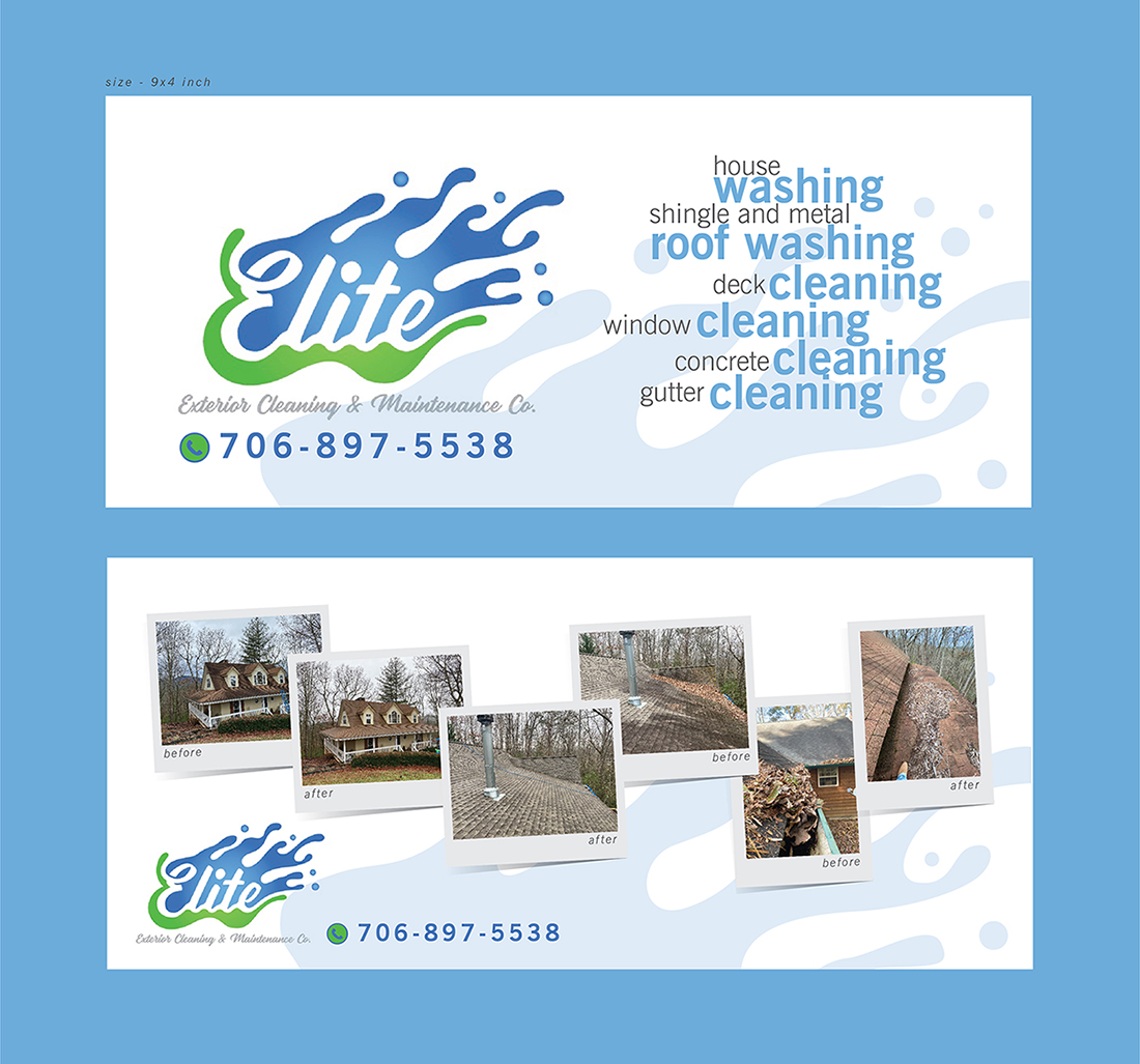 Postcard Design by atularts for Elite Exterior Cleaning & Maintenance Co. | Design #29450077