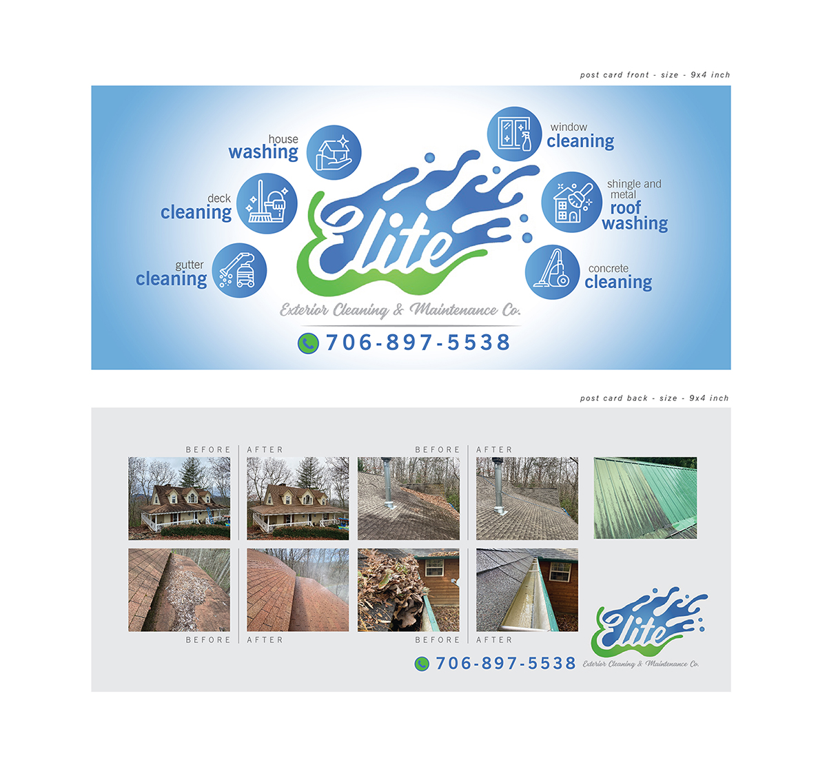 Postcard Design by atularts for Elite Exterior Cleaning & Maintenance Co. | Design #29453810