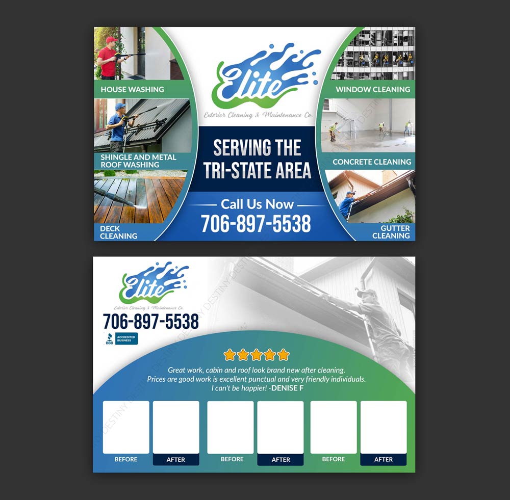 Postcard Design by DA. for Elite Exterior Cleaning & Maintenance Co. | Design #29447006
