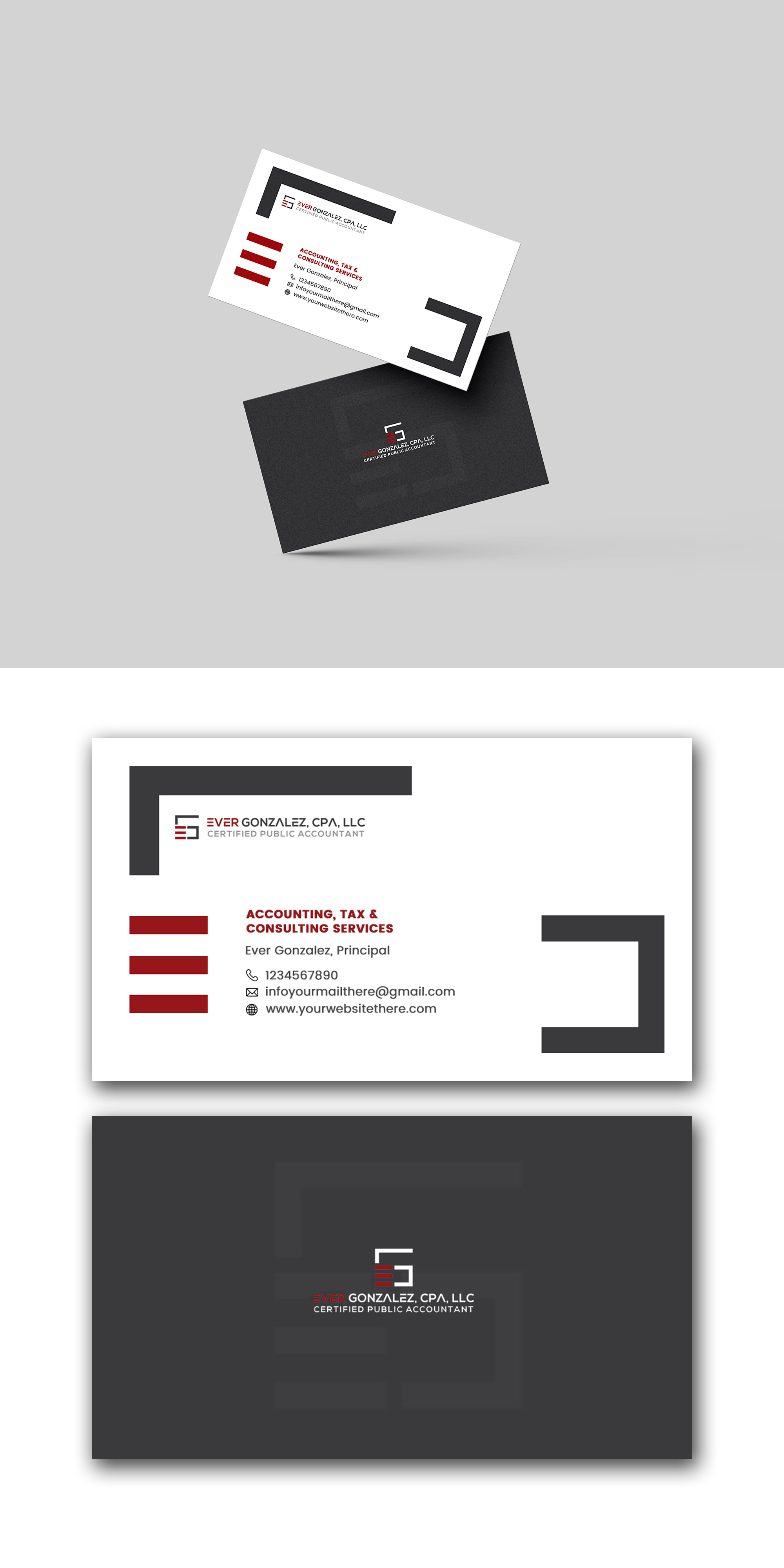Visitenkarten-Design von Design Motion für Ever Gonzalez, CPA, LLC | Design #29460880
