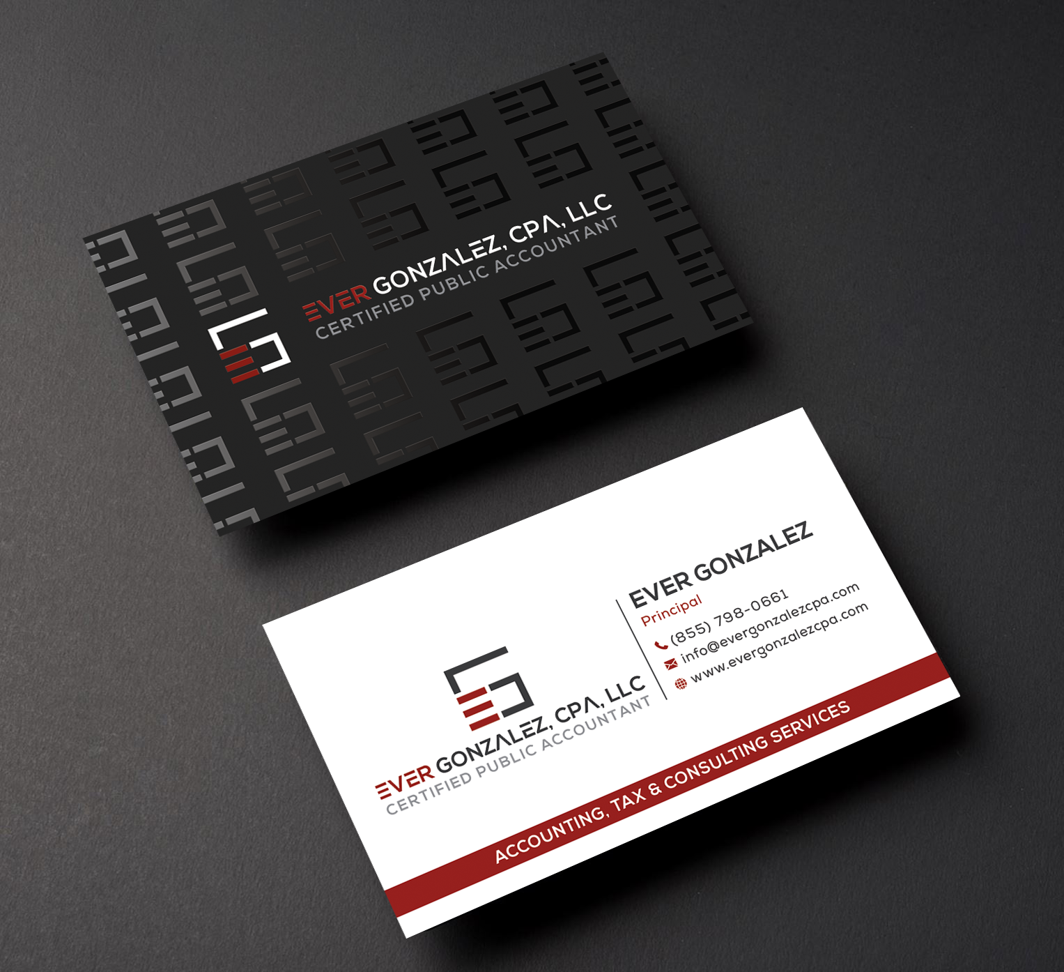 Visitenkarten-Design von Creative Moon Design für Ever Gonzalez, CPA, LLC | Design #29456151