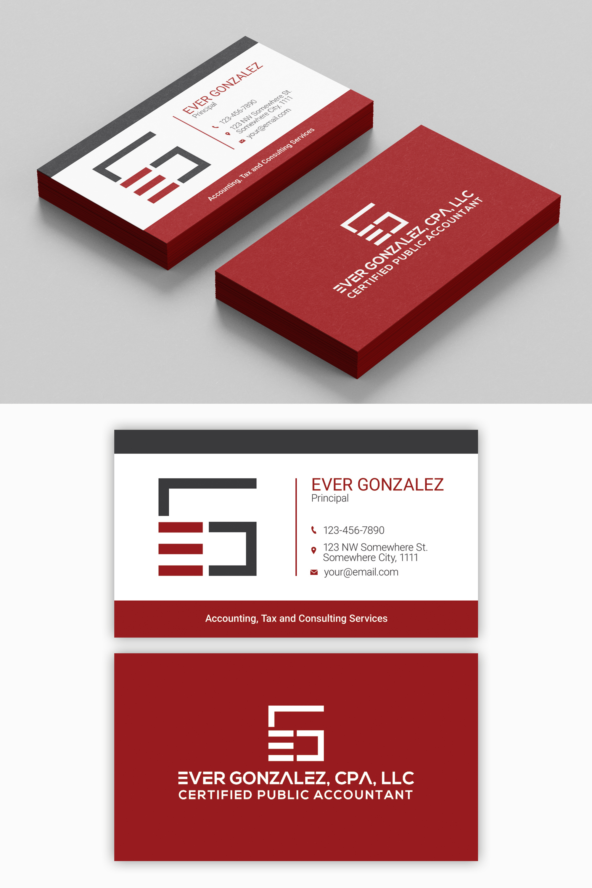 Diseño de Tarjeta de Presentación por Mosaic para Ever Gonzalez, CPA, LLC | Diseño #29458291