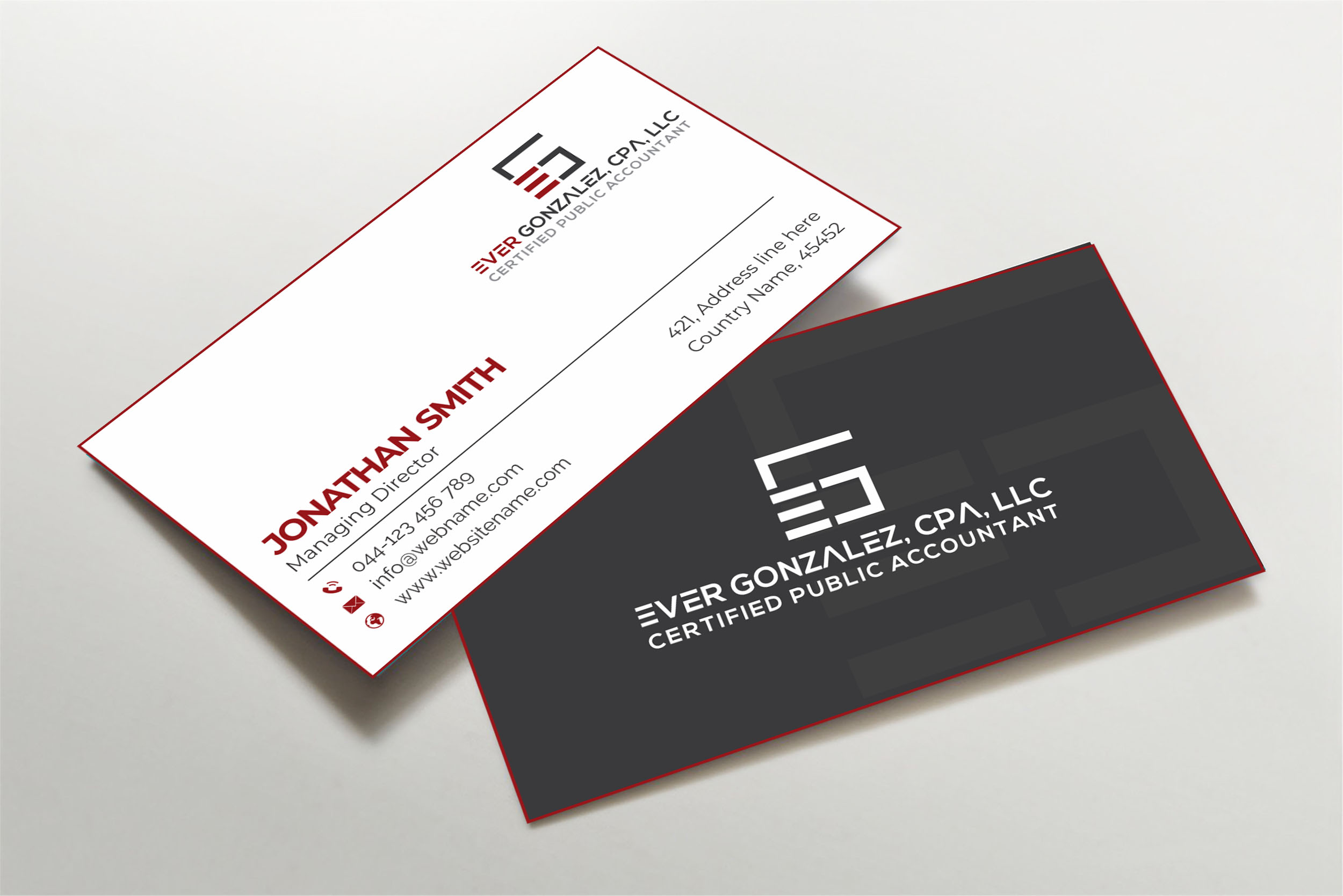 Business Card Design by jasmeen1975 for Ever Gonzalez, CPA, LLC | Design #29451057