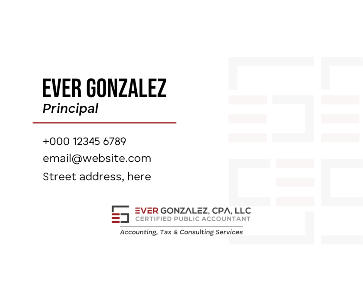 Business Card Design by dinorahadhyan for Ever Gonzalez, CPA, LLC | Design #29451345