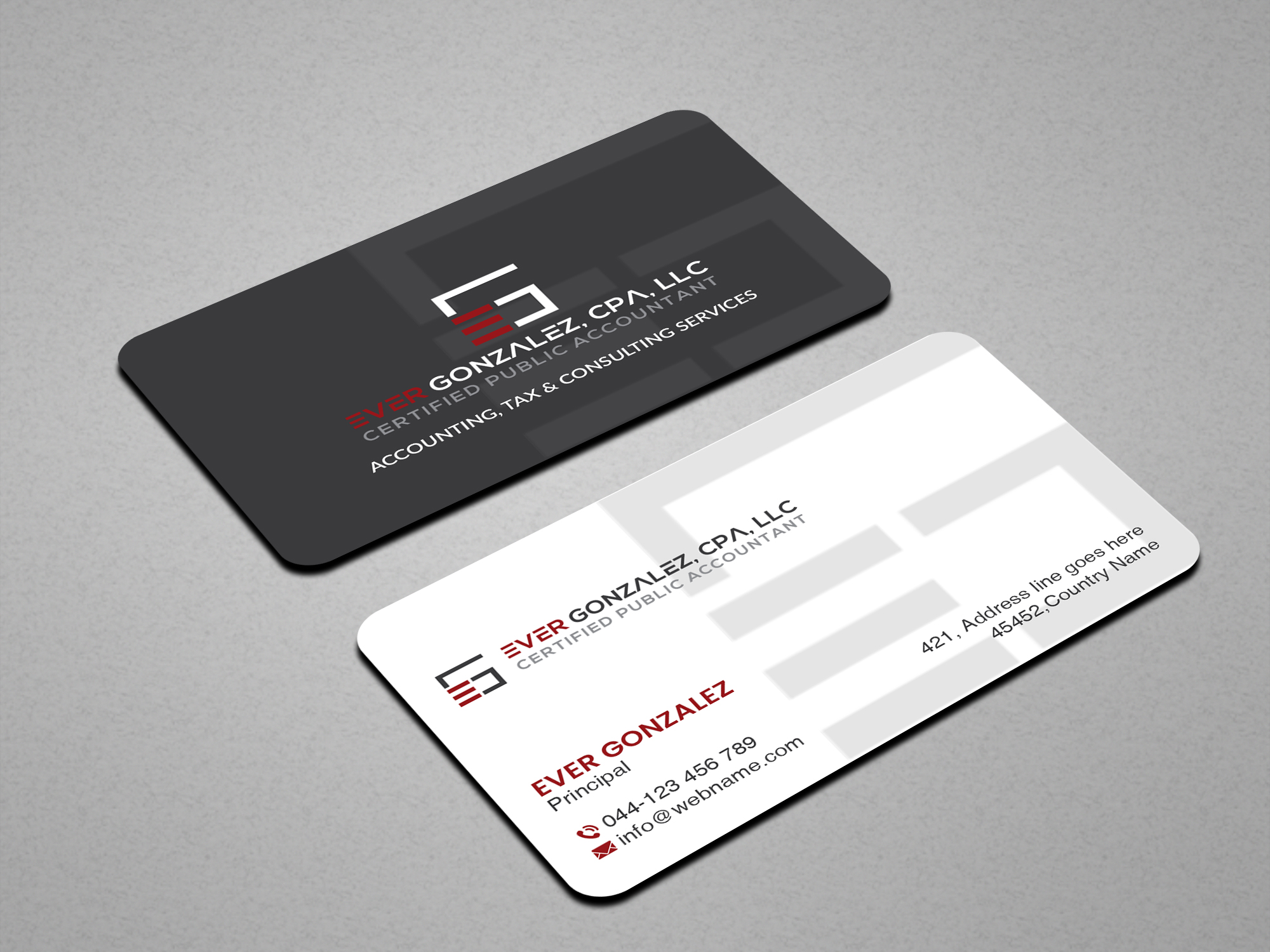 Business Card Design by Creations Box 2015 for Ever Gonzalez, CPA, LLC | Design #29455479