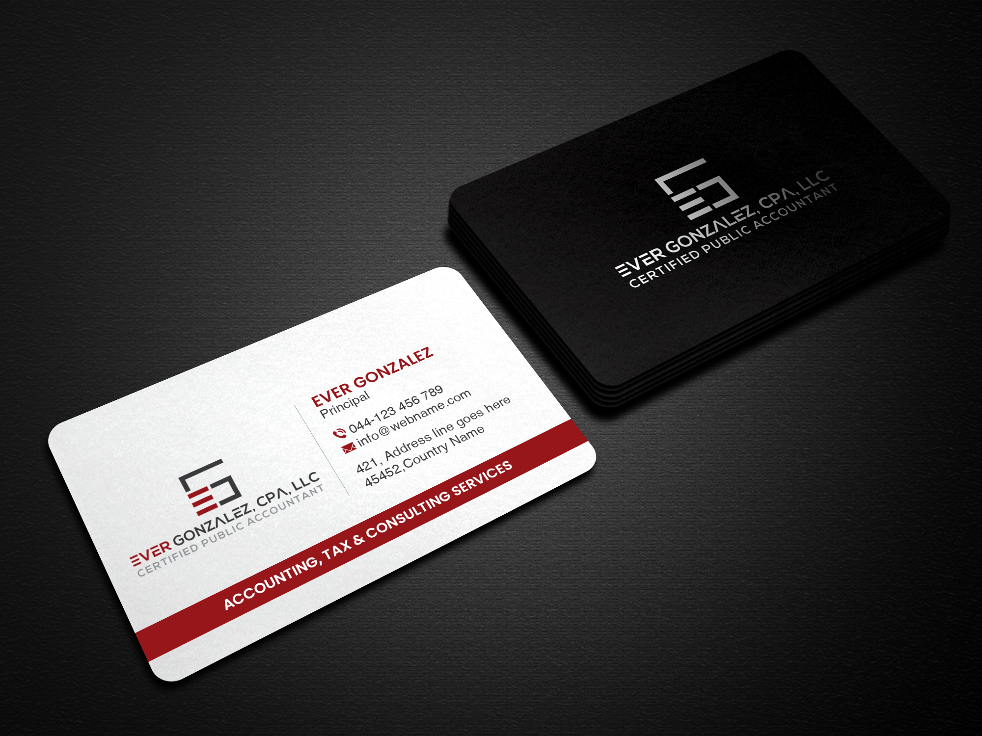 Business Card Design by Creations Box 2015 for Ever Gonzalez, CPA, LLC | Design #29455480