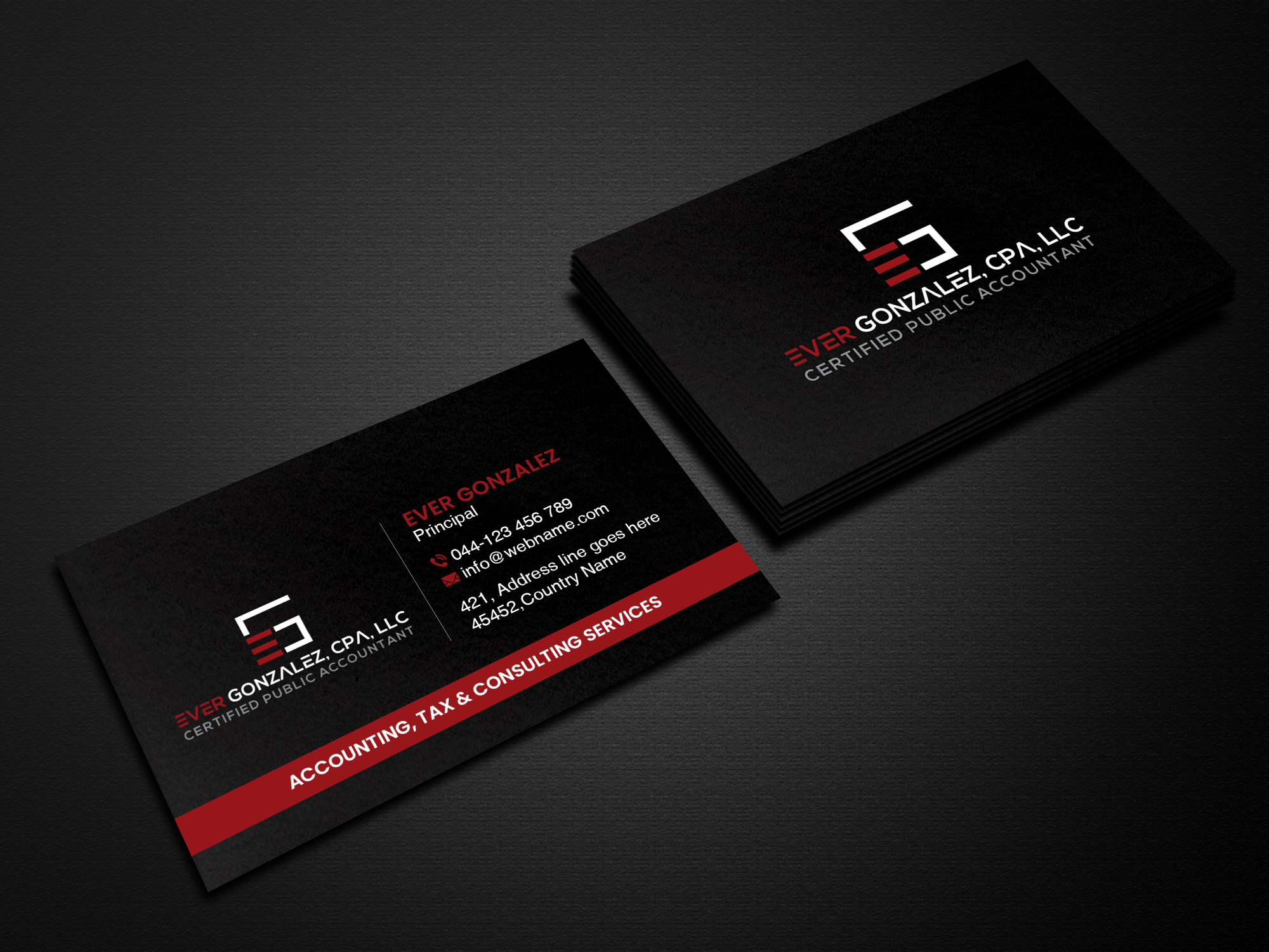 Business Card Design by Creations Box 2015 for Ever Gonzalez, CPA, LLC | Design #29455481