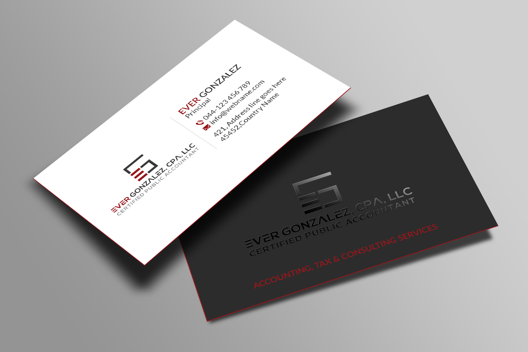 Business Card Design by Creations Box 2015 for Ever Gonzalez, CPA, LLC | Design #29455485