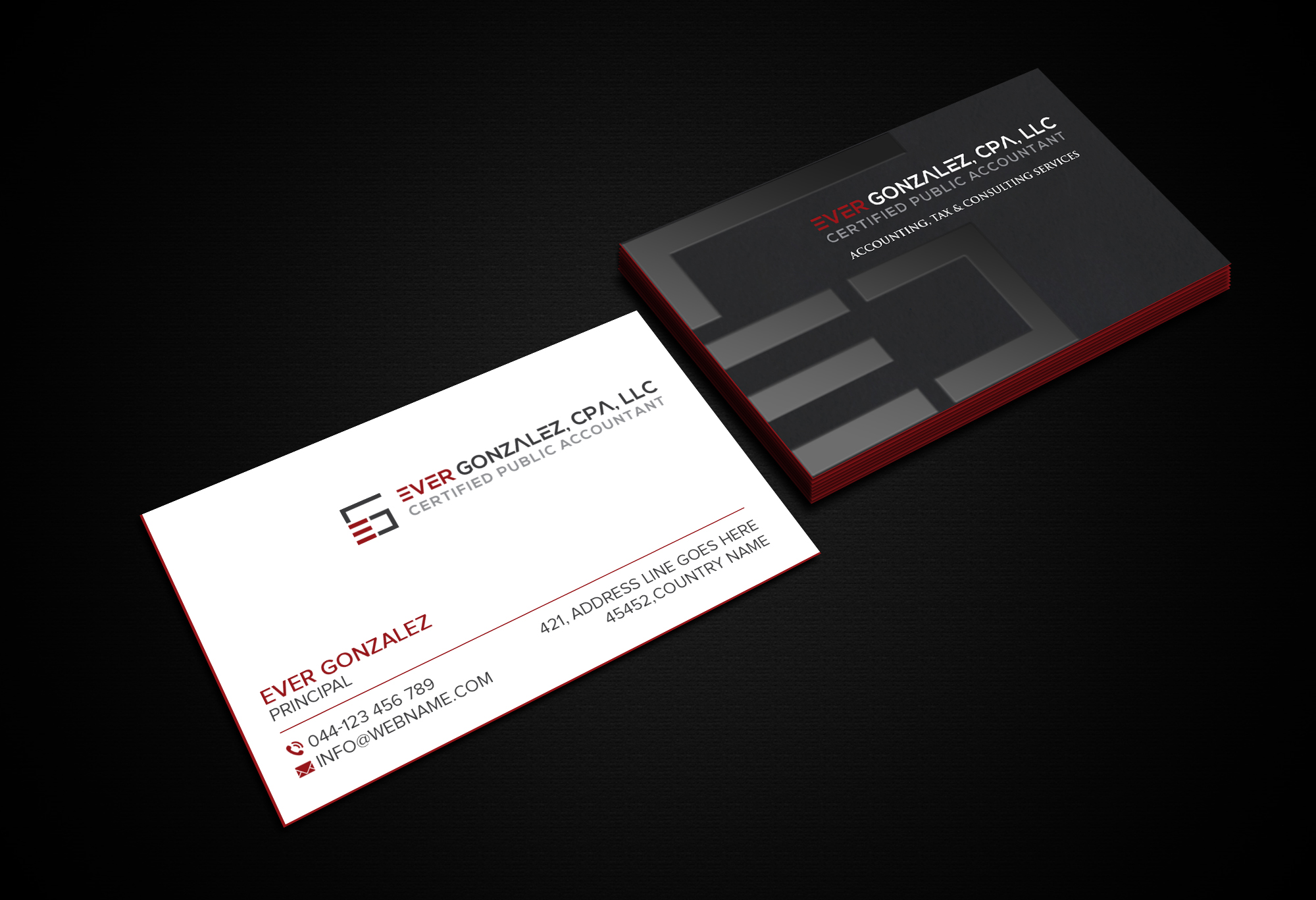 Business Card Design by Creations Box 2015 for Ever Gonzalez, CPA, LLC | Design #29455486