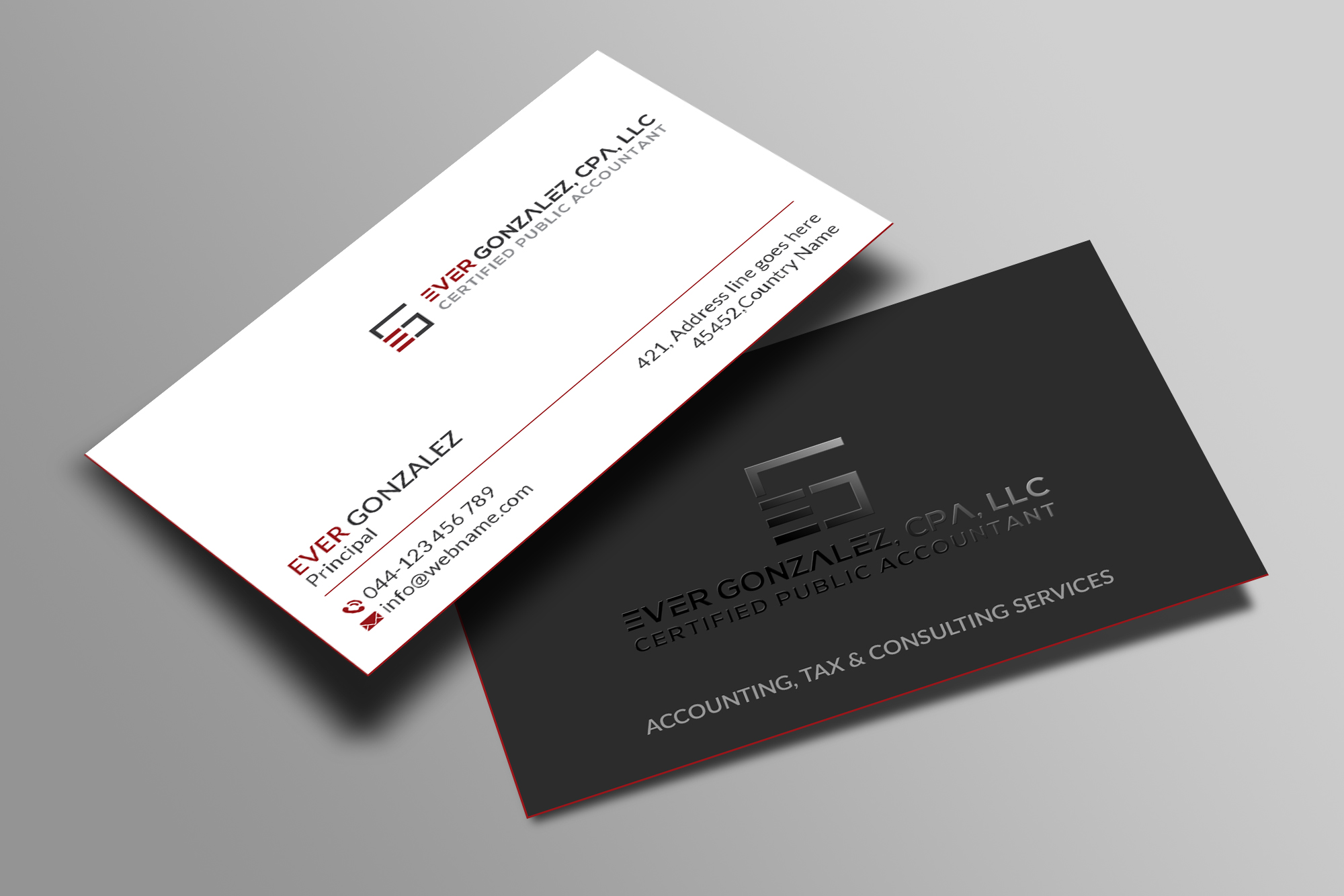 Business Card Design by Creations Box 2015 for Ever Gonzalez, CPA, LLC | Design #29455487
