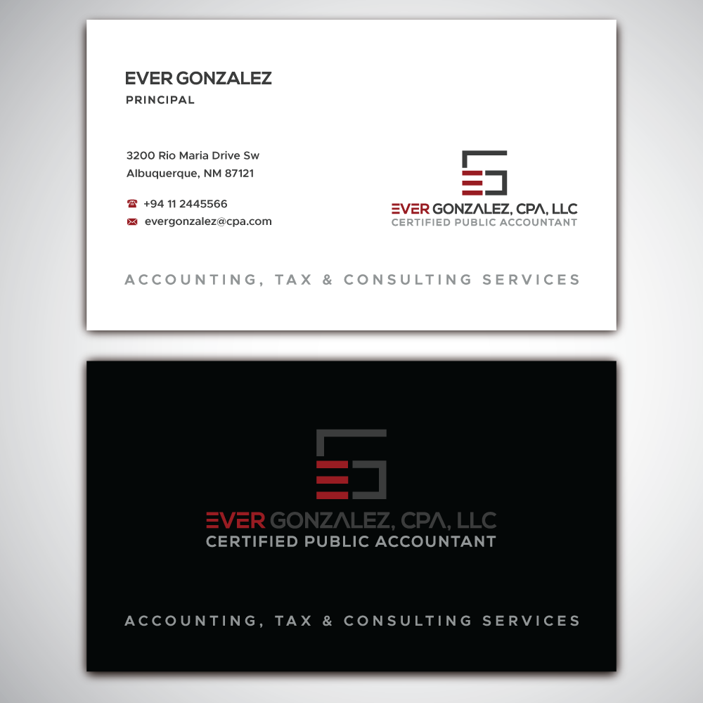 Visitenkarten-Design von H4R5Z für Ever Gonzalez, CPA, LLC | Design #29463028