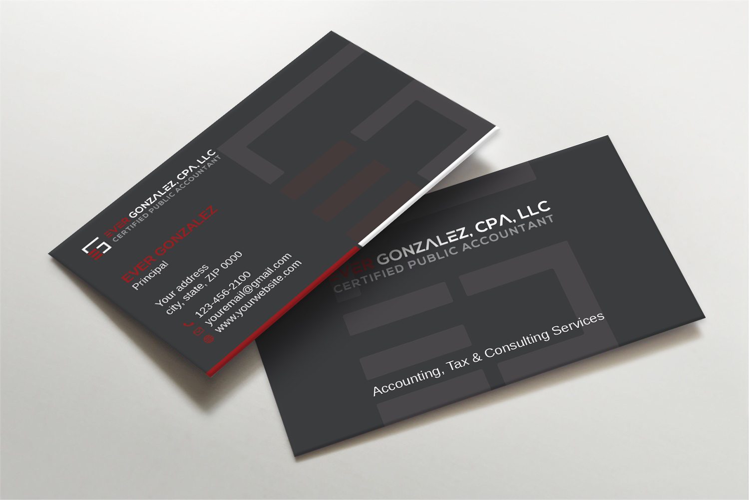 Business Card Design by LAXMI DESIGNHUB for Ever Gonzalez, CPA, LLC | Design #29452205
