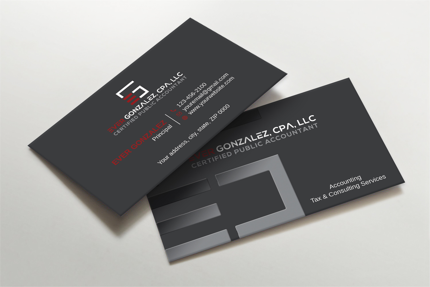 Business Card Design by LAXMI DESIGNHUB for Ever Gonzalez, CPA, LLC | Design #29452207