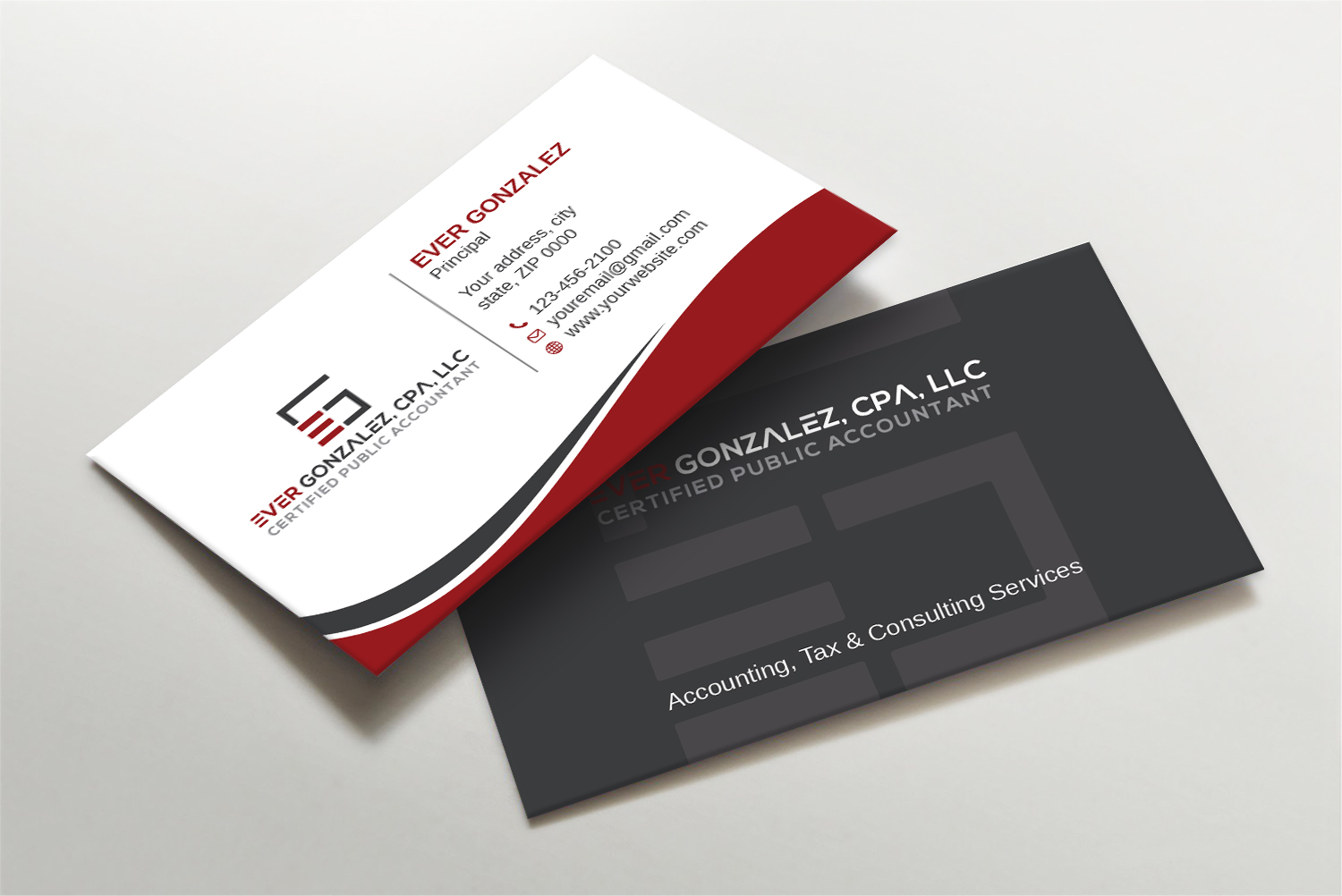 Business Card Design by LAXMI DESIGNHUB for Ever Gonzalez, CPA, LLC | Design #29452210
