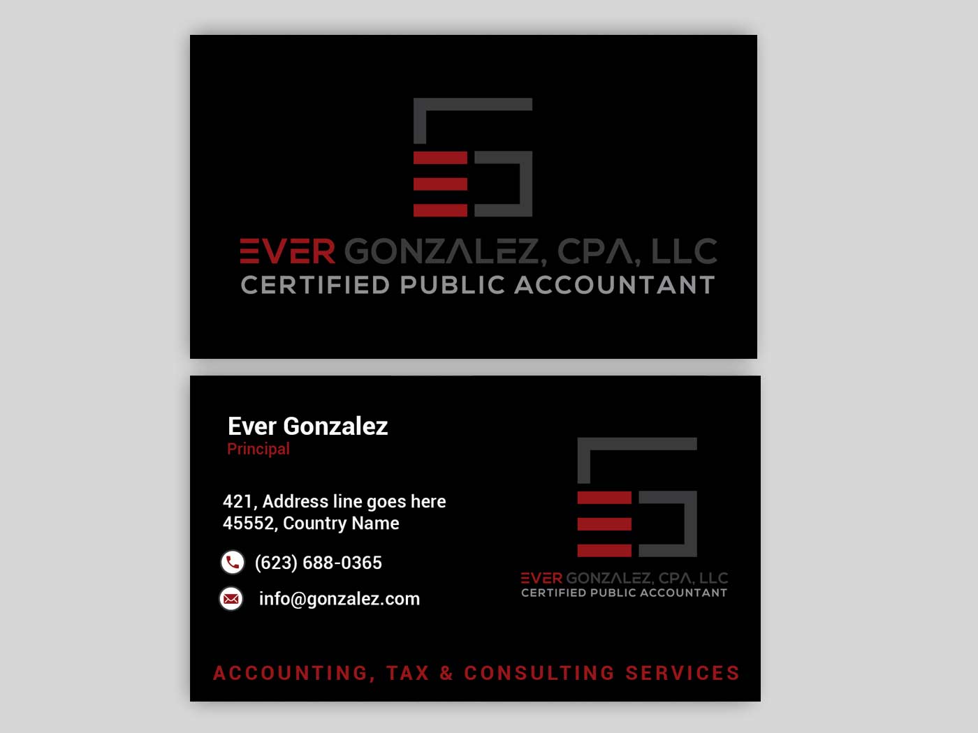 Business Card Design by Rajib Bhattacharya for Ever Gonzalez, CPA, LLC | Design #29451970