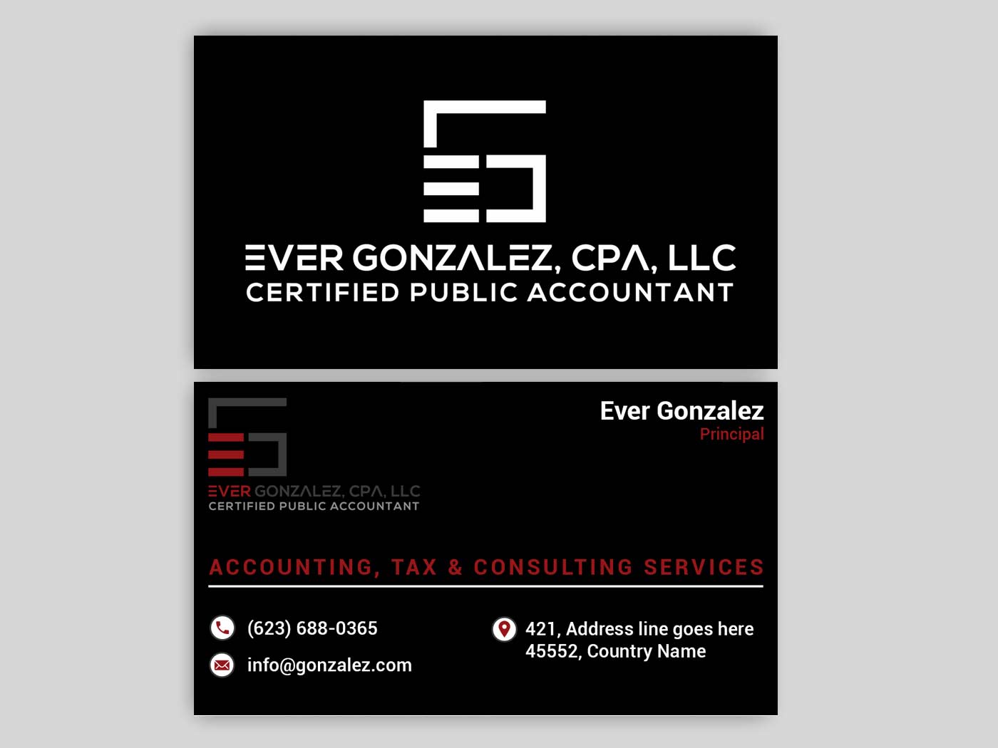 Business Card Design by Rajib Bhattacharya for Ever Gonzalez, CPA, LLC | Design #29452094