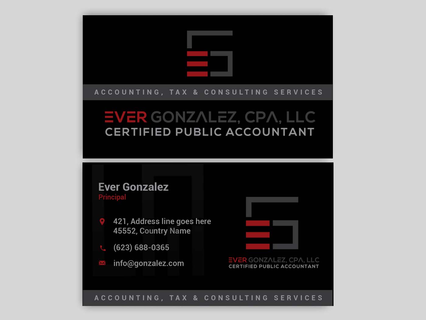 Business Card Design by Rajib Bhattacharya for Ever Gonzalez, CPA, LLC | Design #29453828