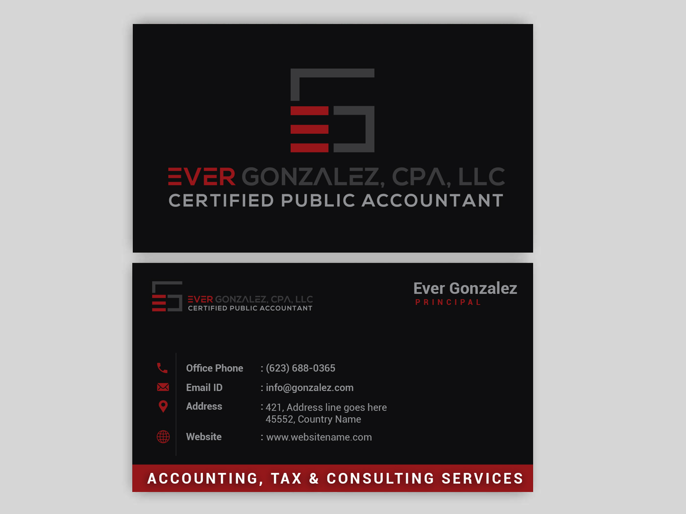 Business Card Design by Rajib Bhattacharya for Ever Gonzalez, CPA, LLC | Design #29464231