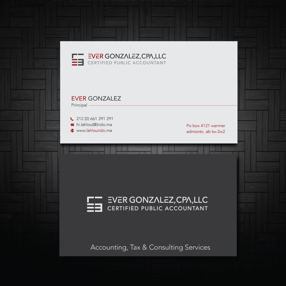 Business Card Design by zumur 2 for Ever Gonzalez, CPA, LLC | Design #29451357