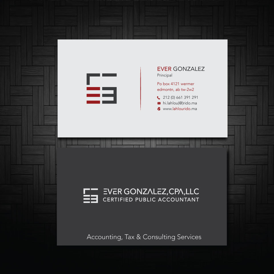 Business Card Design by zumur 2 for Ever Gonzalez, CPA, LLC | Design #29451527