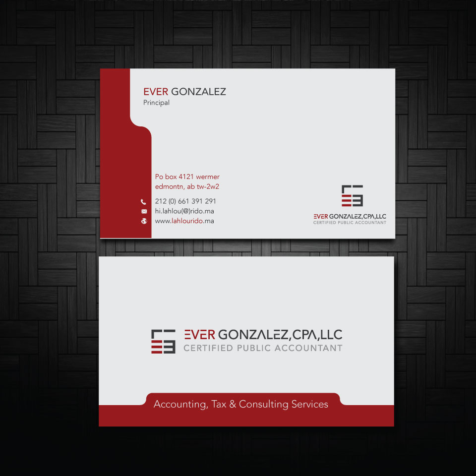 Business Card Design by zumur 2 for Ever Gonzalez, CPA, LLC | Design #29451528