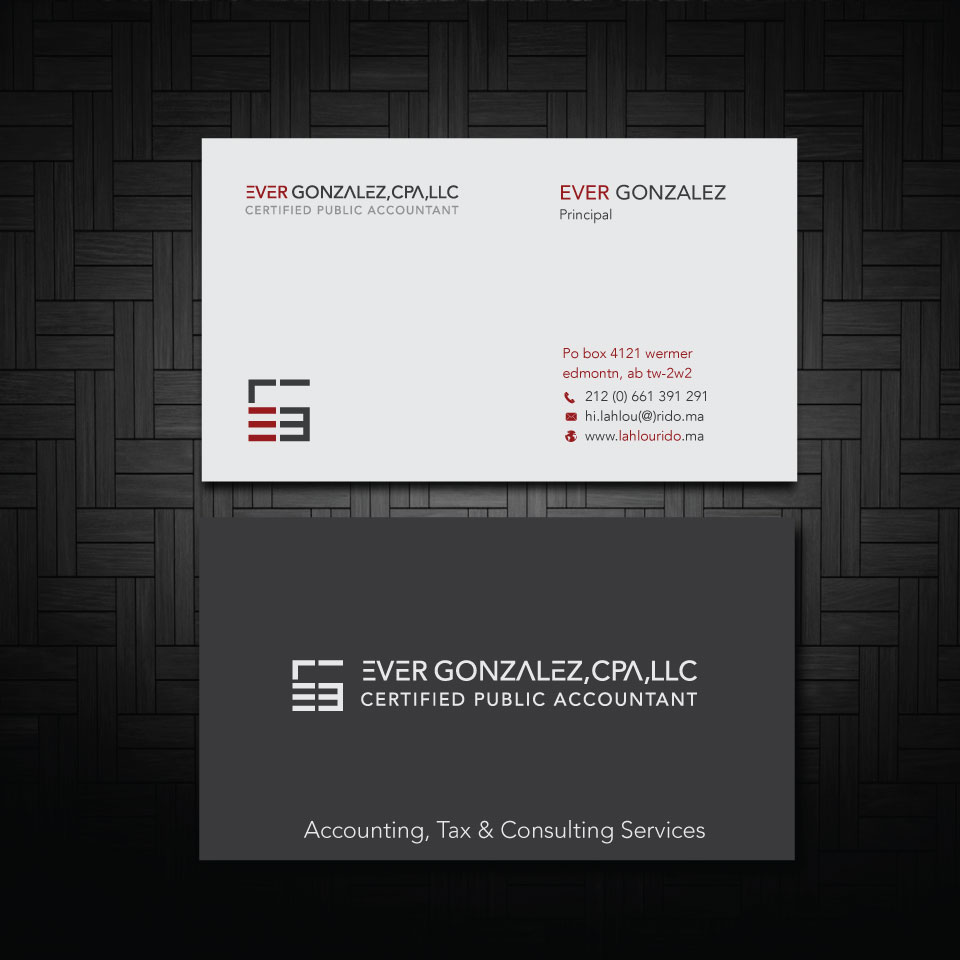 Business Card Design by zumur 2 for Ever Gonzalez, CPA, LLC | Design #29451529