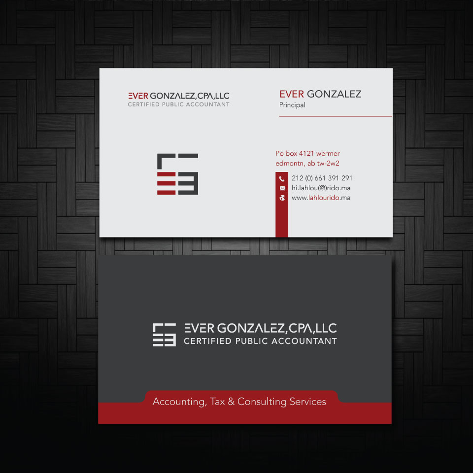 Business Card Design by zumur 2 for Ever Gonzalez, CPA, LLC | Design #29451642