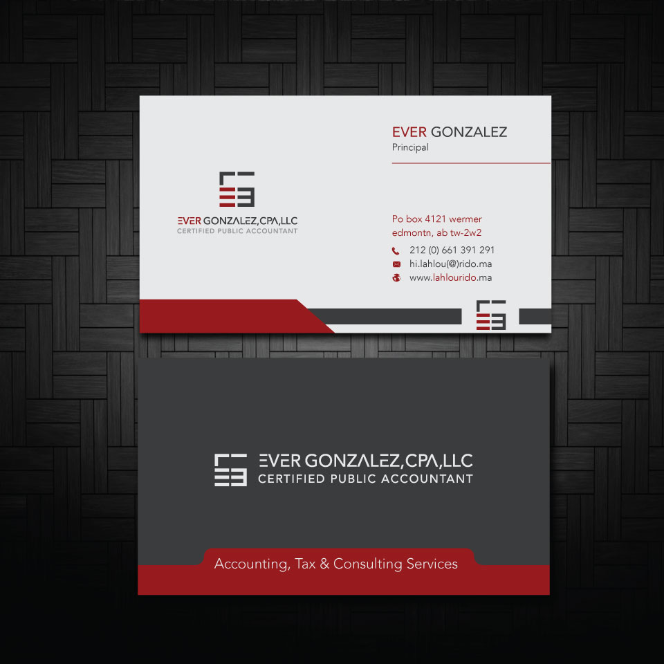 Business Card Design by zumur 2 for Ever Gonzalez, CPA, LLC | Design #29451643