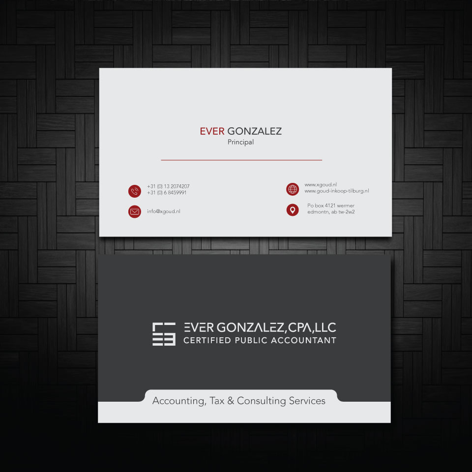 Business Card Design by zumur 2 for Ever Gonzalez, CPA, LLC | Design #29451644