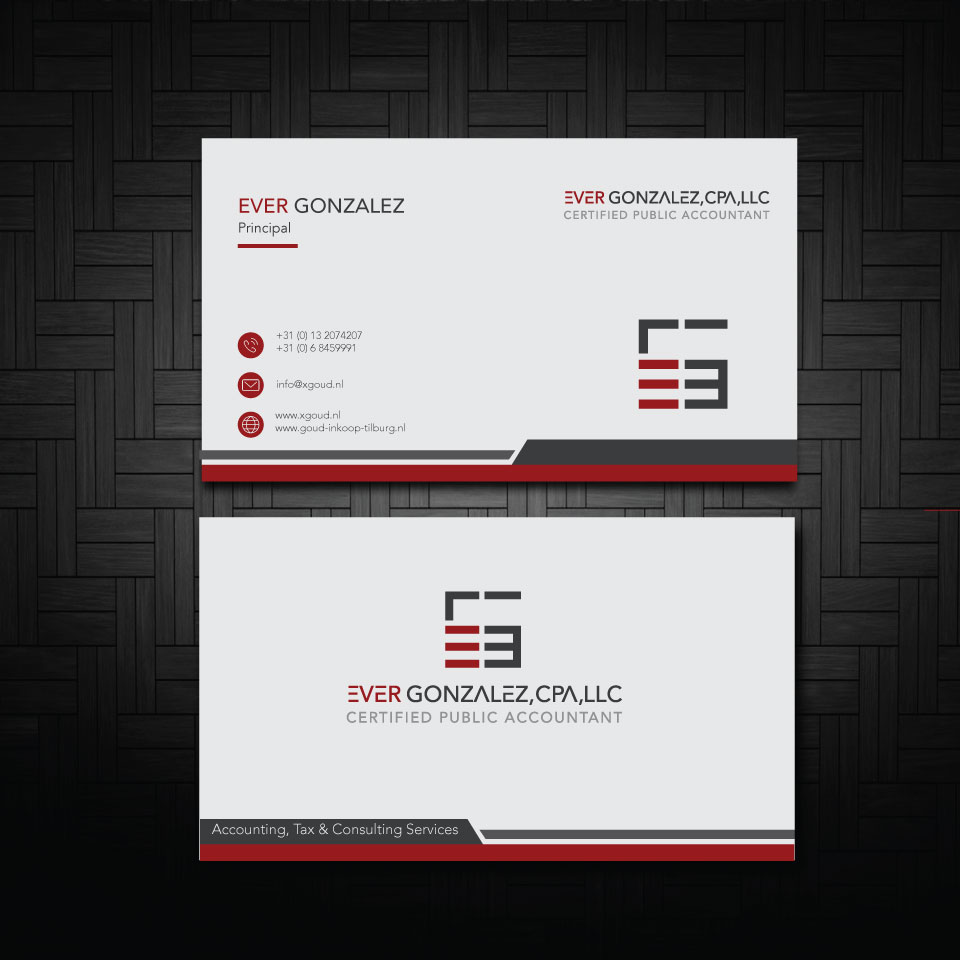Business Card Design by zumur 2 for Ever Gonzalez, CPA, LLC | Design #29451825