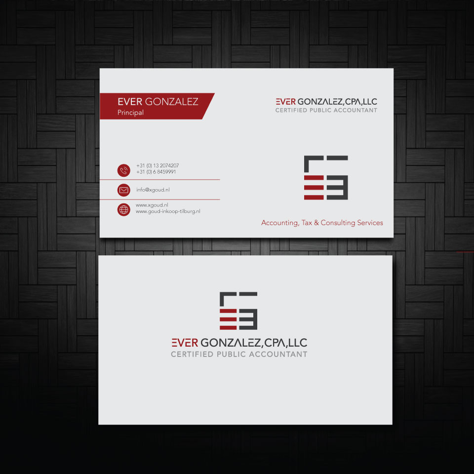 Business Card Design by zumur 2 for Ever Gonzalez, CPA, LLC | Design #29451827