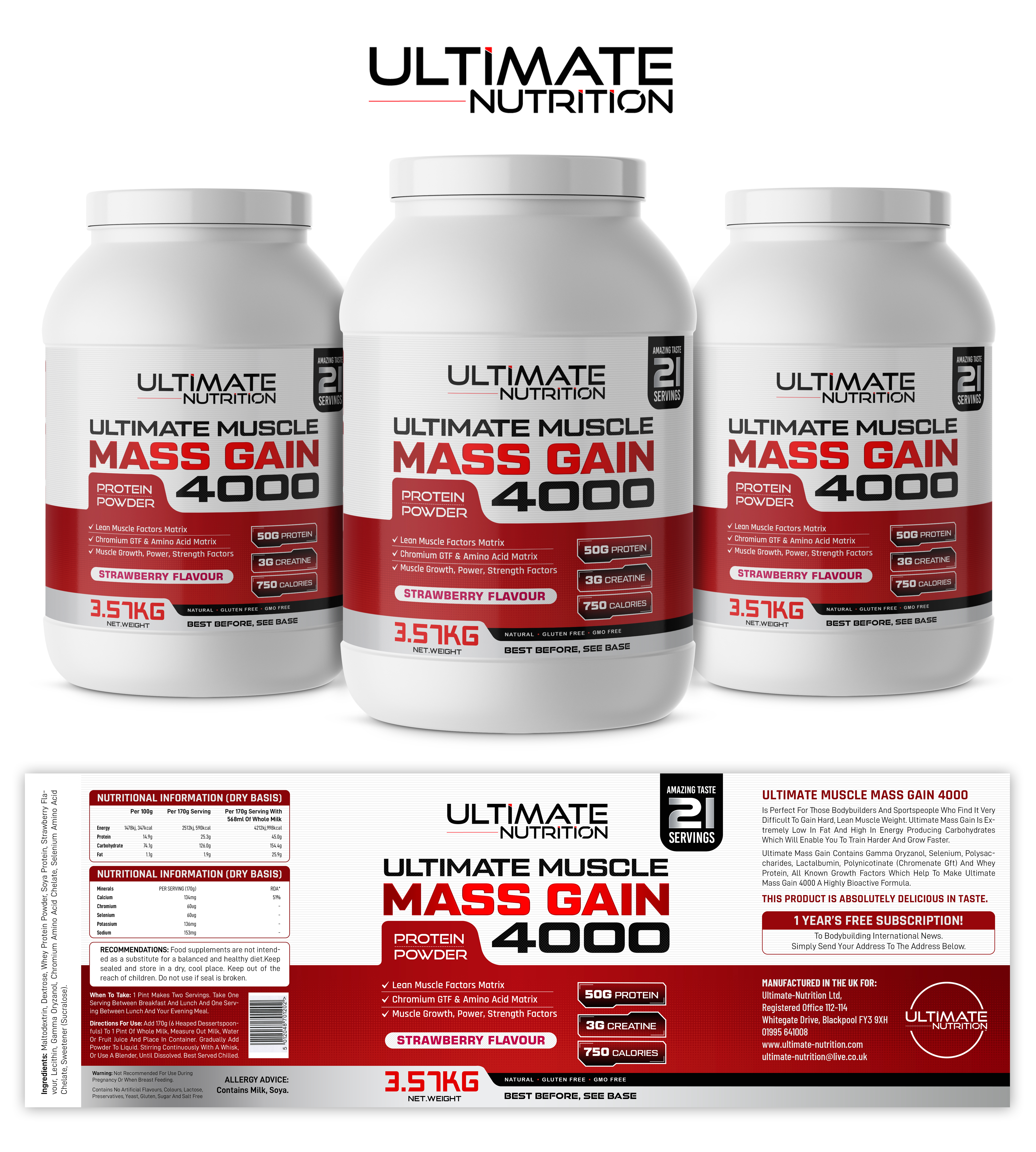 Diseño de Etiqueta por SAI DESIGNS para ULTIMATE NUTRITION LTD | Diseño #29487364