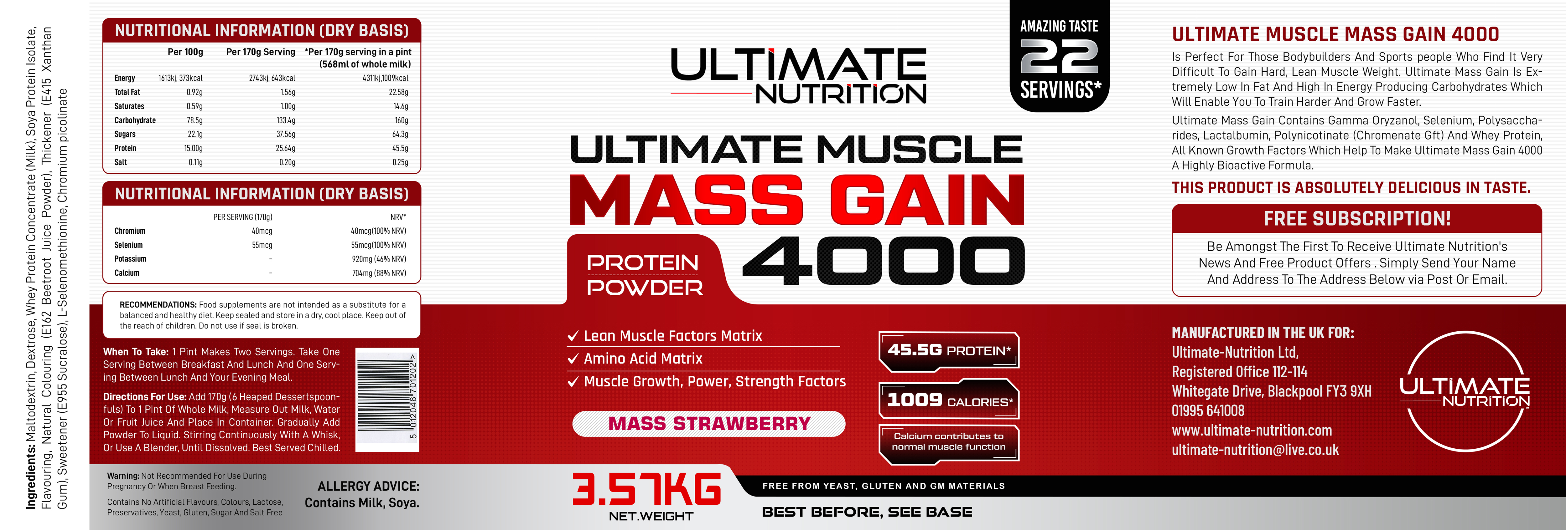 Label Design by SAI DESIGNS for ULTIMATE NUTRITION LTD | Design #29505015