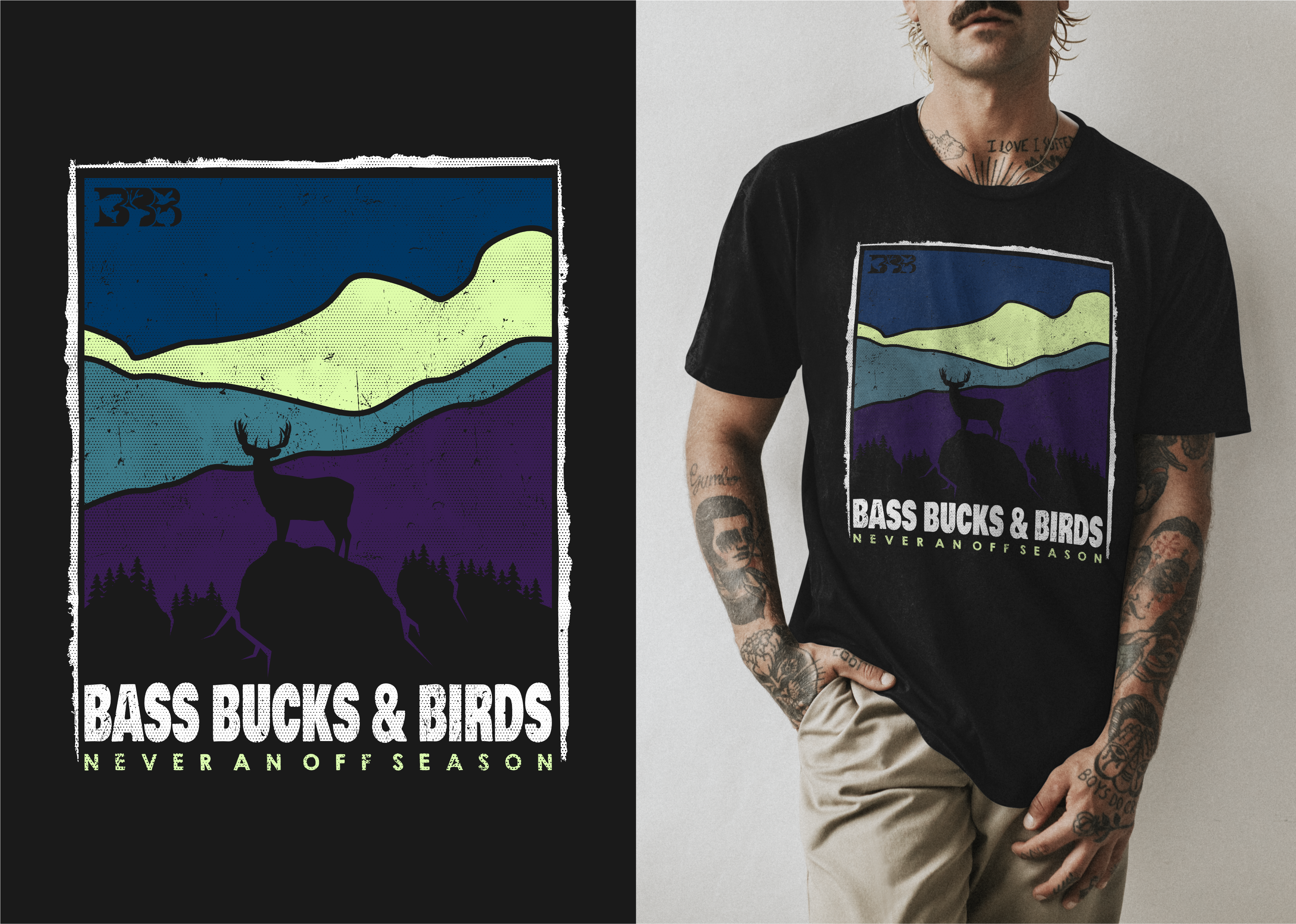 Apparel Design by DoppelGanger Studio for Bass, Bucks, And Birds | Design #29566337