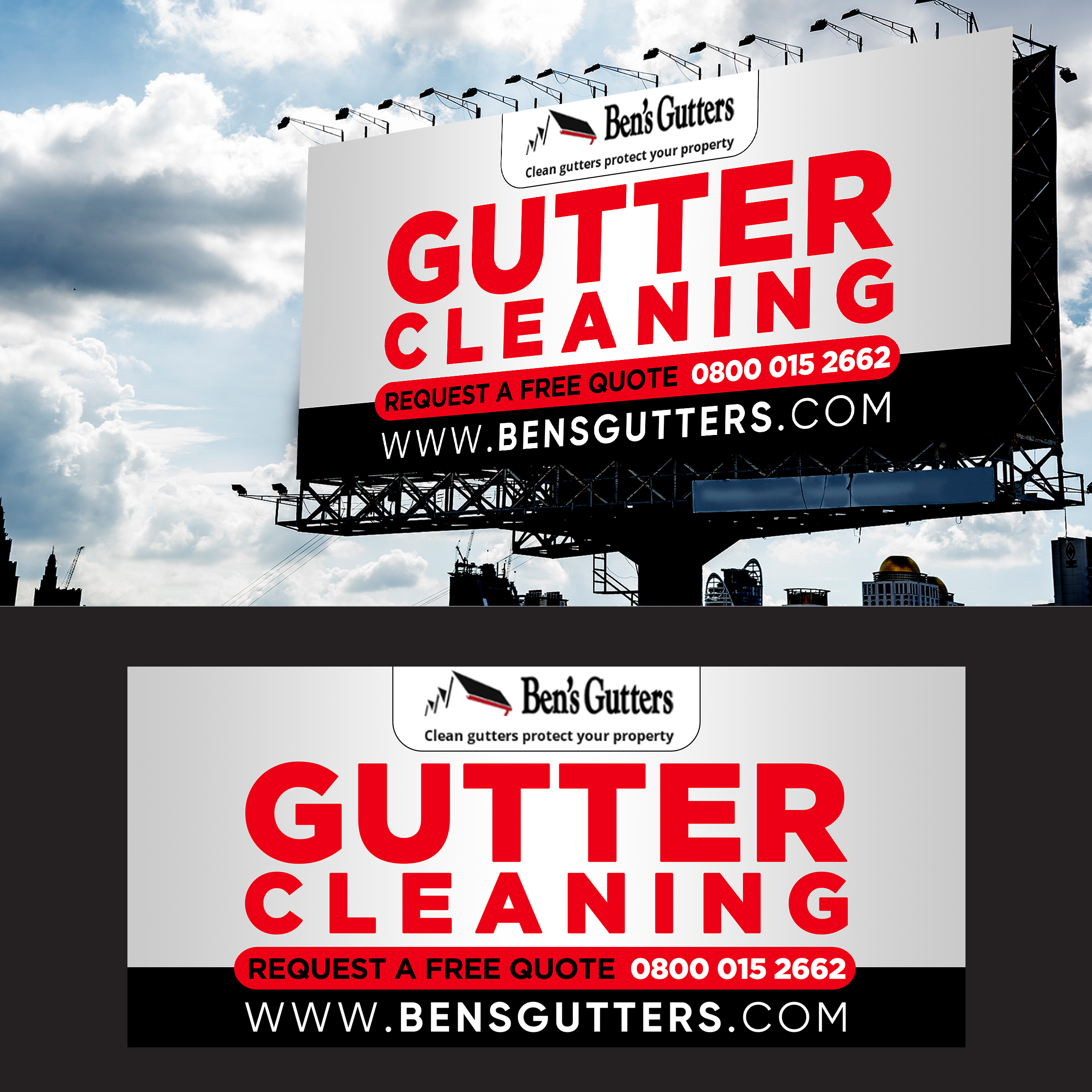 Diseño de Cartelera por Designers Hub para Bens Gutters Commercial | Diseño #29562897
