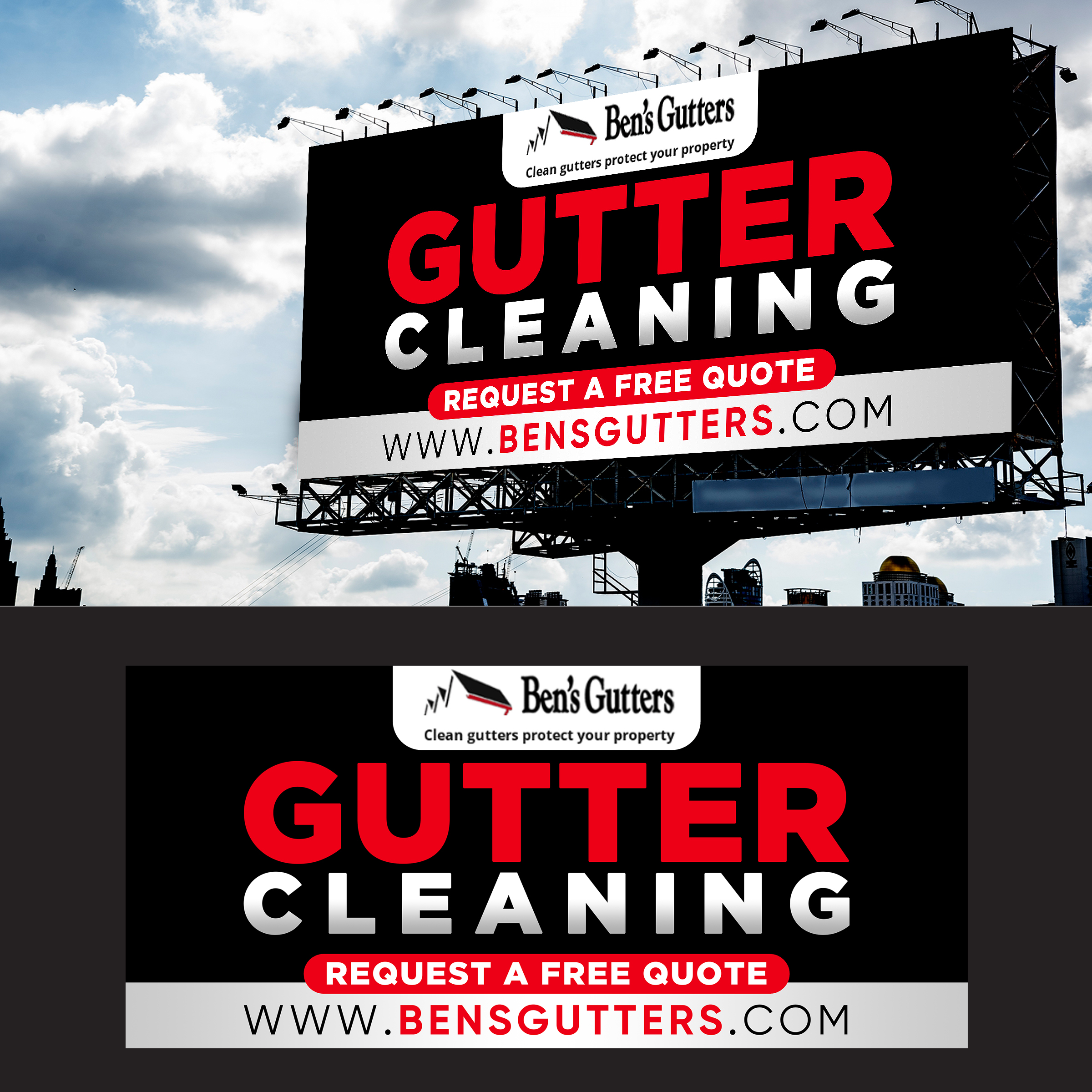 Diseño de Cartelera por Designers Hub para Bens Gutters Commercial | Diseño #29562939