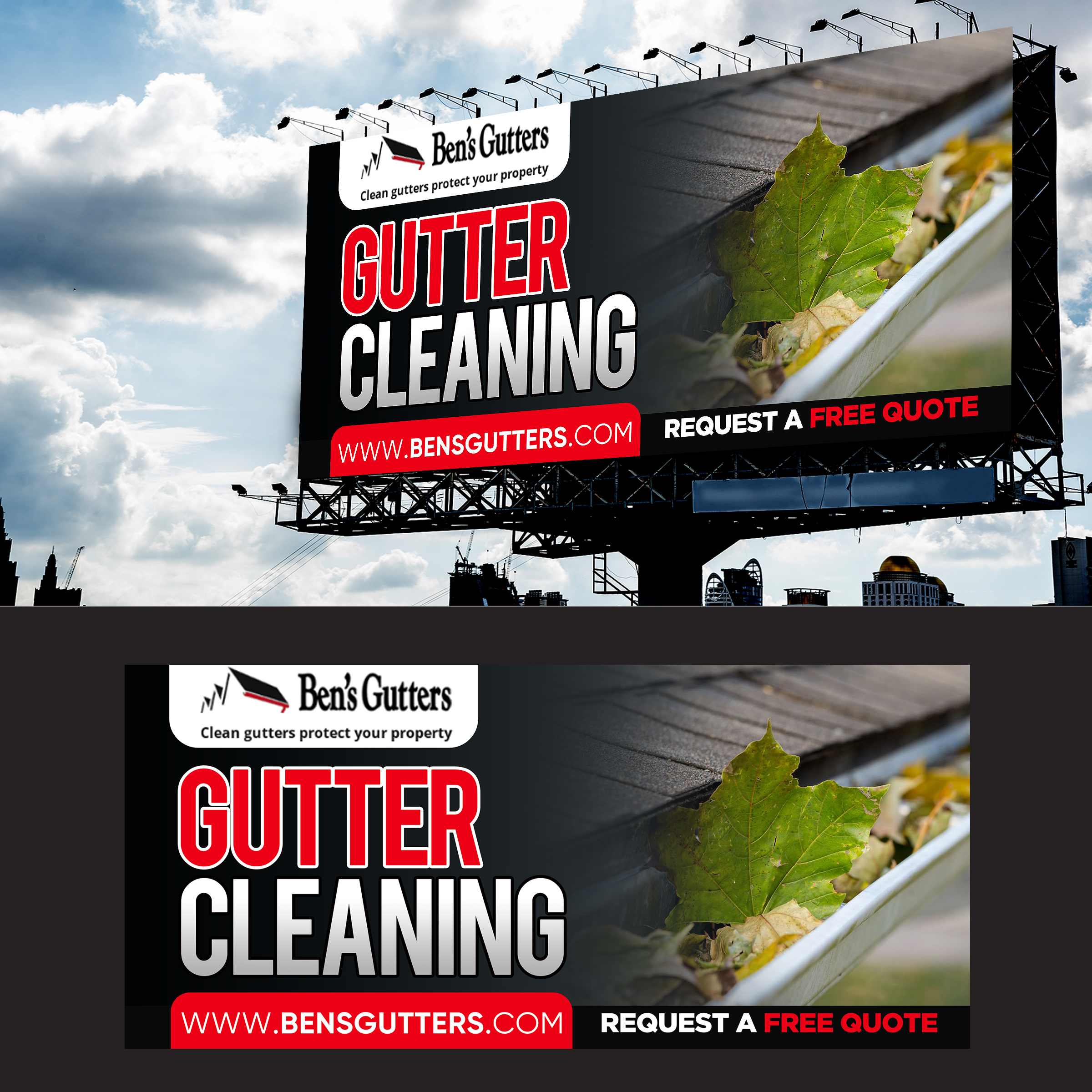 Diseño de Cartelera por Designers Hub para Bens Gutters Commercial | Diseño #29580221