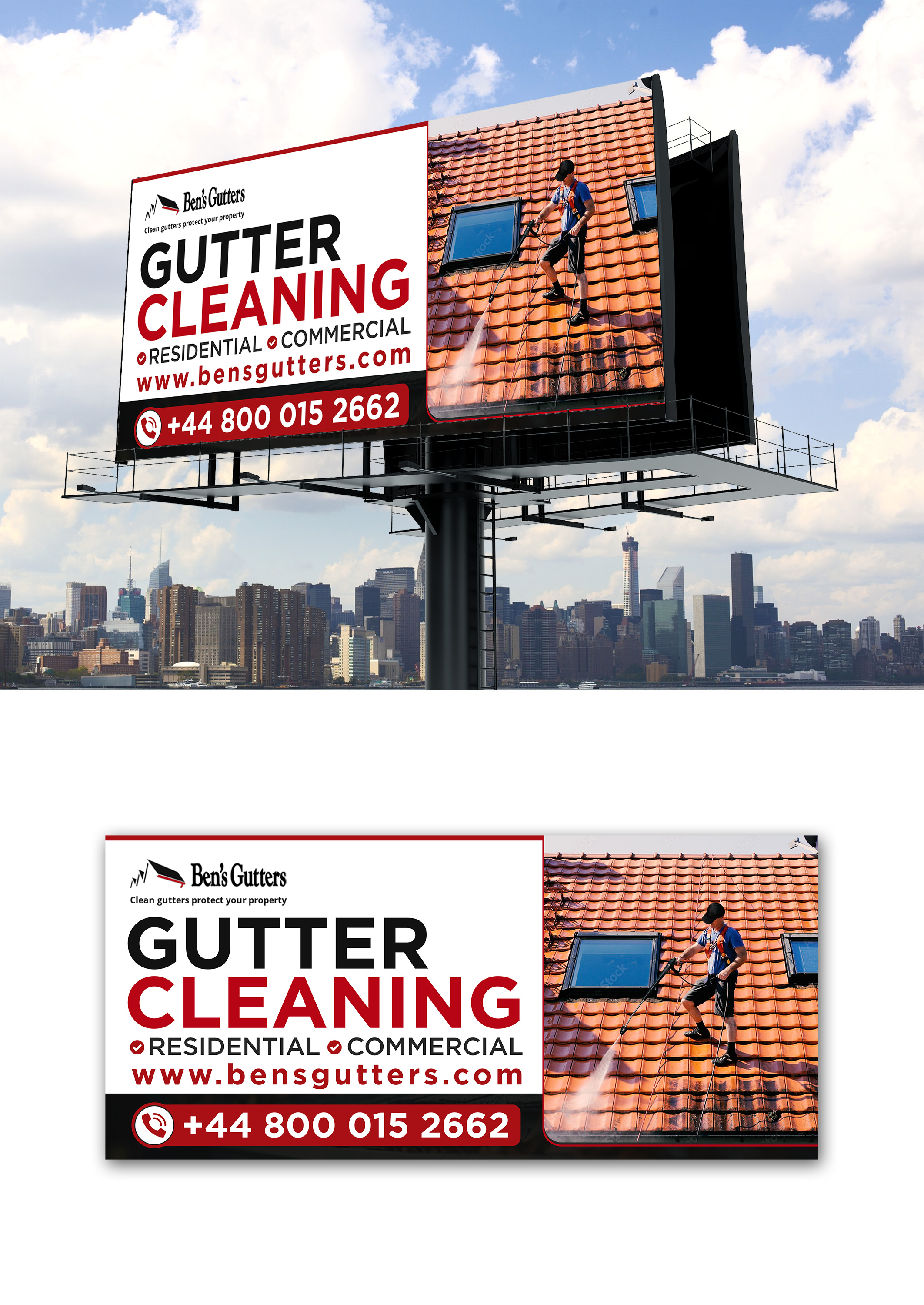 Billboard Design by debdesign for Bens Gutters Commercial | Design #29540091
