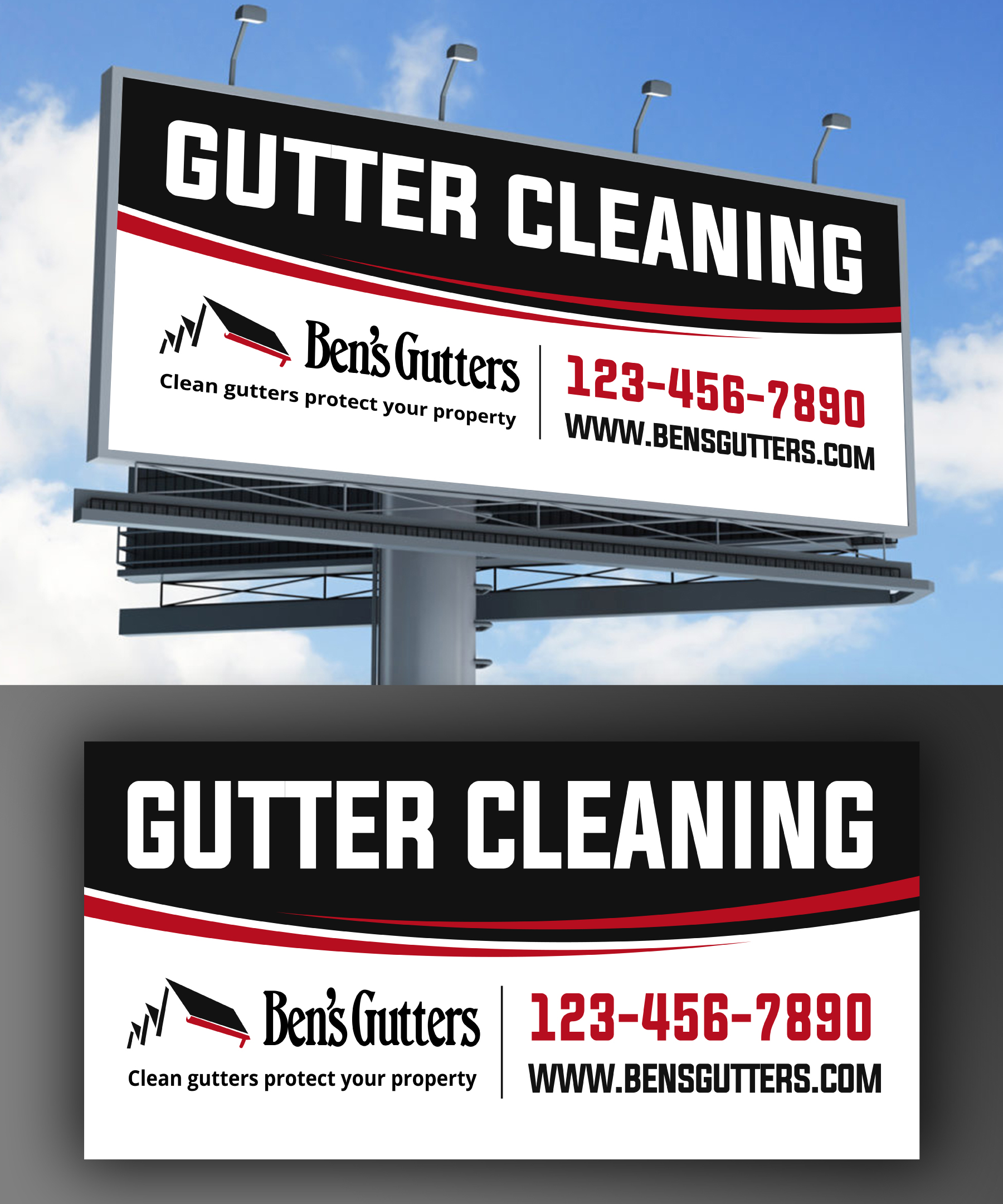 Billboard Design by LAXMI DESIGNHUB for Bens Gutters Commercial | Design #29534443