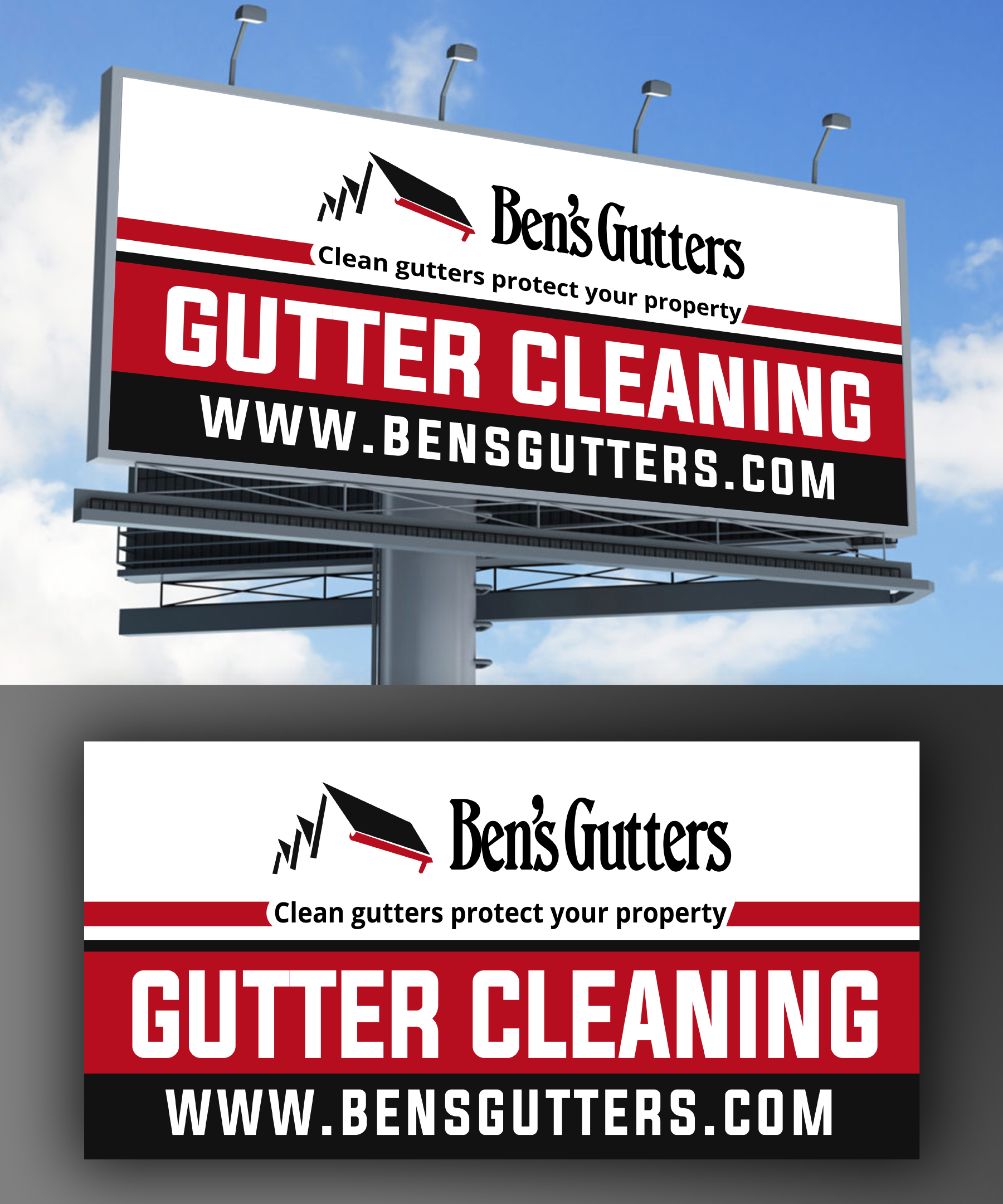 Billboard Design by LAXMI DESIGNHUB for Bens Gutters Commercial | Design #29534445